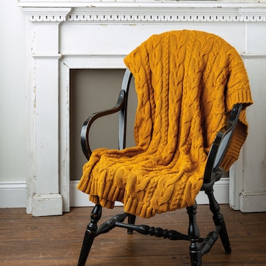 Saffron Cable Knit Throw 50"W x 60"L