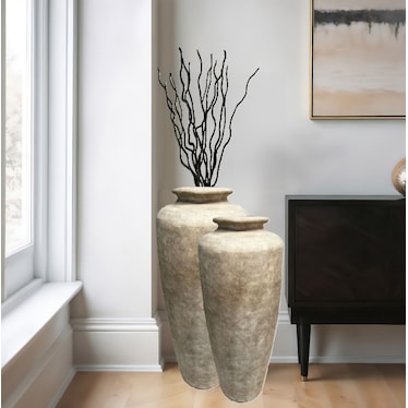 Large Sand Japon Ceramic Floor Vase 14"W x 37"H