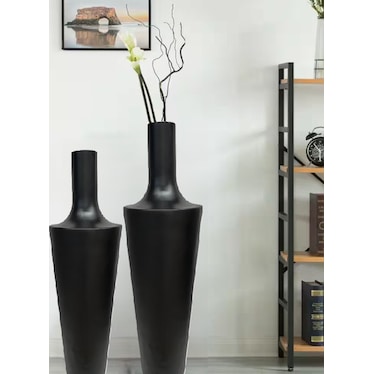 Large Black Ceramic Floor Vase 15"W X 51"H