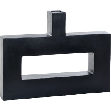 Rectangular Black Ceramic Vase 16"W X 12"H