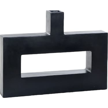 Rectangular Black Ceramic Vase 16"W X 12"H