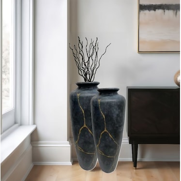 Japon Marble Gold Large Floor Vase 14"W x 37"H