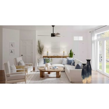 Small Jarron Navy and Tan Floor Vase 20"W x 44"H