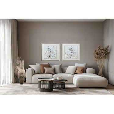 Medium Jarron White and Brown Floor Vase 14"W x 43"H