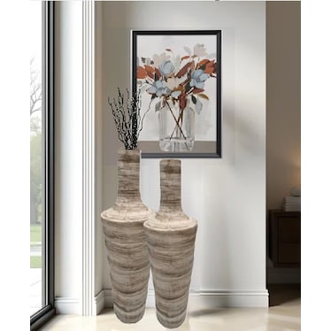 Brown and White Swirl Large Floor Vase 15"W x 51"H