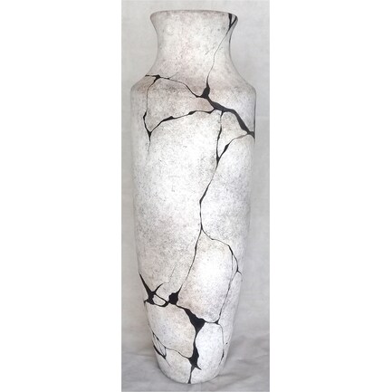 White and Black Medium Marble Like Floor Vase 14"W x 44"H