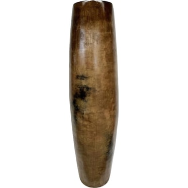 Small Tan and Black Ceramic Floor Vase 12"W X 40"H