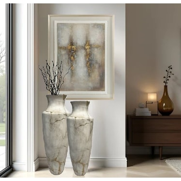 Anphora White and Metallic Gold Small Floor Vase 14"W x 32"H