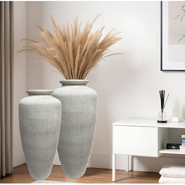 Large White Ceramic Floor Vase 14"W X 38"H