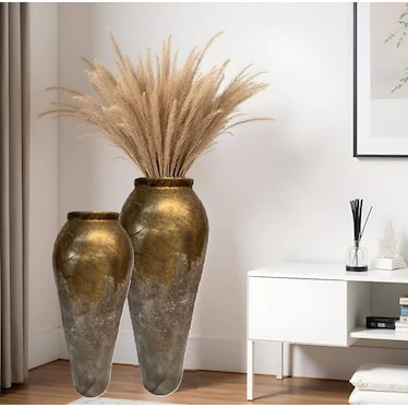 Medium Jarron Gold and Tan Floor Vase 14"W x 37"H