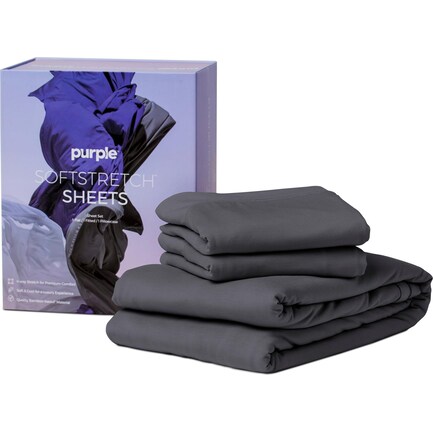 Purple Soft Stretch Queen Sheet-Stormy Grey