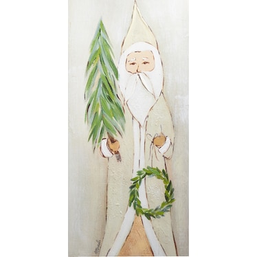 Natural Santa with Tree Sign 19"W x 41.75"H