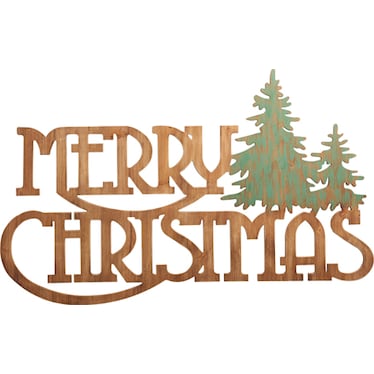 Natural Merry Christmas Wall Sign 38"W x 22"H