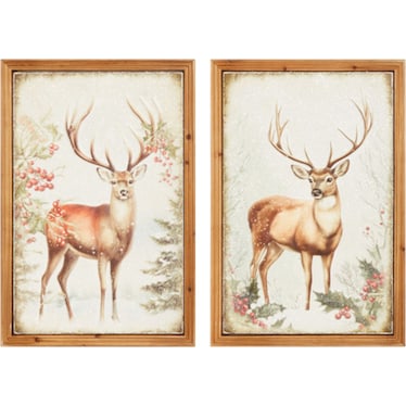 Assorted Holiday Stag Framed Art 16.25"W x 24"H (Each)