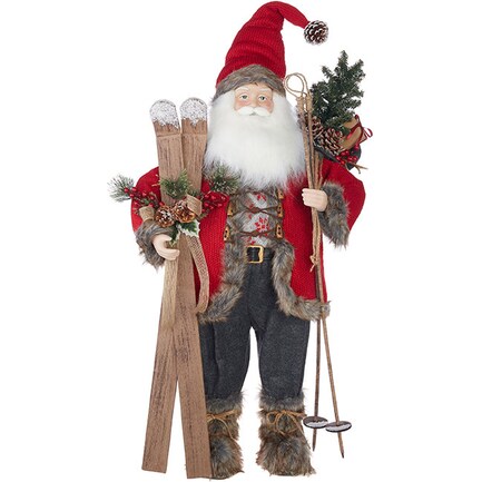 Santa with Skis Figurine 37"H