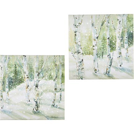 Assorted Snowy Birch Lighted Print Each 18"H