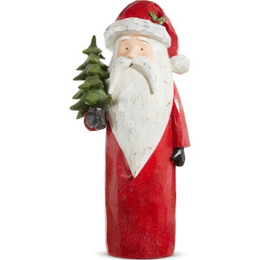 Red Carved Santa Figurine 10"W x 21.5"H