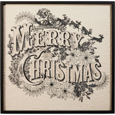 Black and White Merry Christmas Framed Wall Decor 22"W x 22"H
