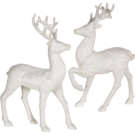 Assorted White Glitter Deer Each 12.75"H