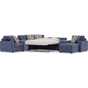 Modular One 9-Pc. Sectional With Memory Foam Sleeper in Navy