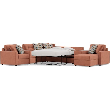 Modular One 9-Pc. Sectional With Memory Foam Sleeper in Cantaloupe