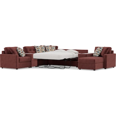 Modular One 9-Pc. Sectional With Memory Foam Sleeper in Merlot