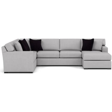 Echo 3-Pc. Sectional in Silver With Two Pairs of Aubergine Pillows
