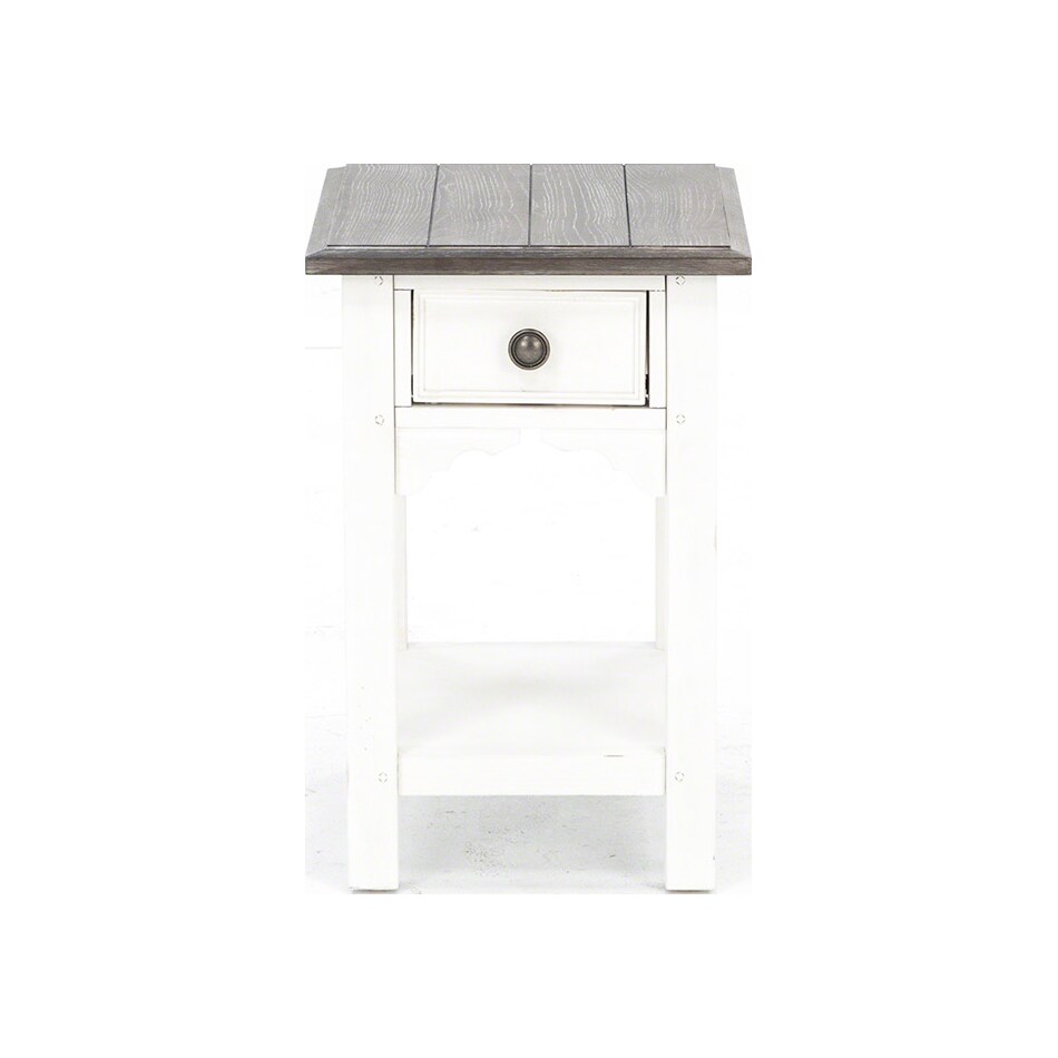 rivr distressed chairside table   