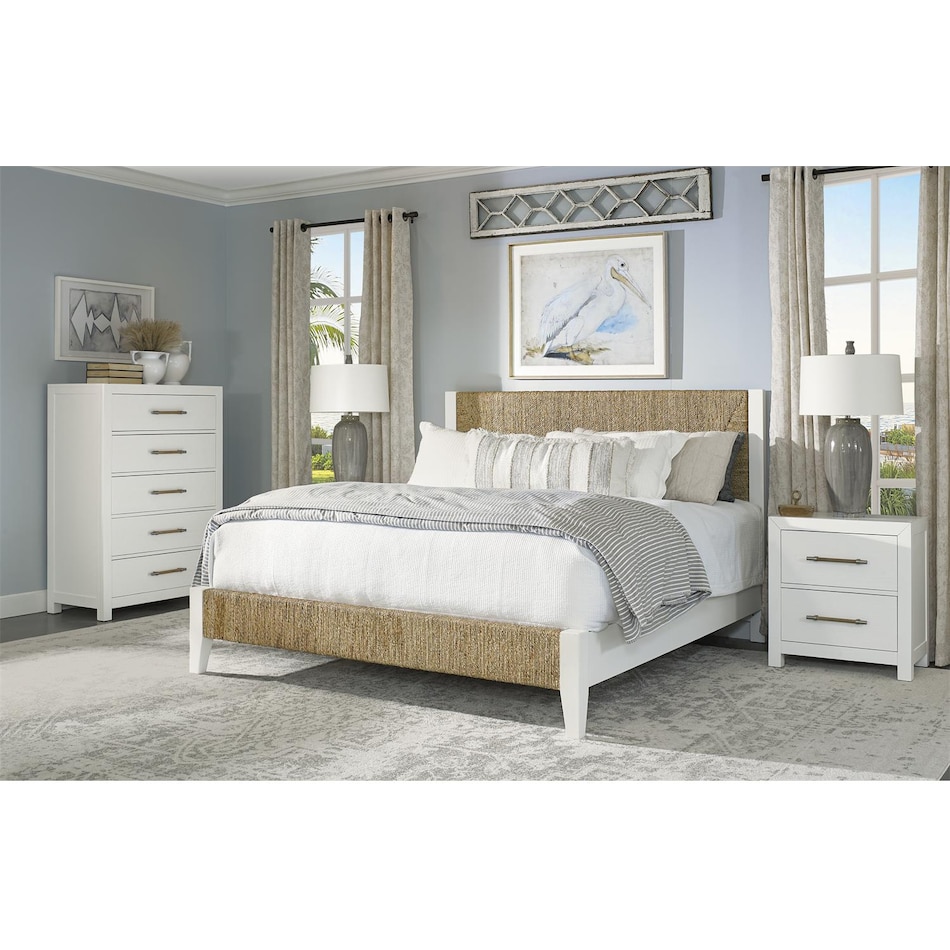 rivr natural & white   water hyacinth queen bed package wqp  