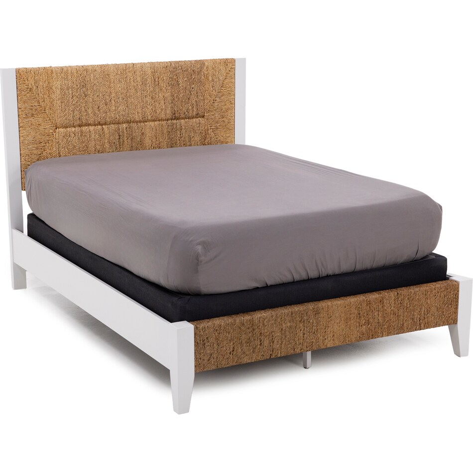 rivr natural & white   water hyacinth queen bed package wqp  