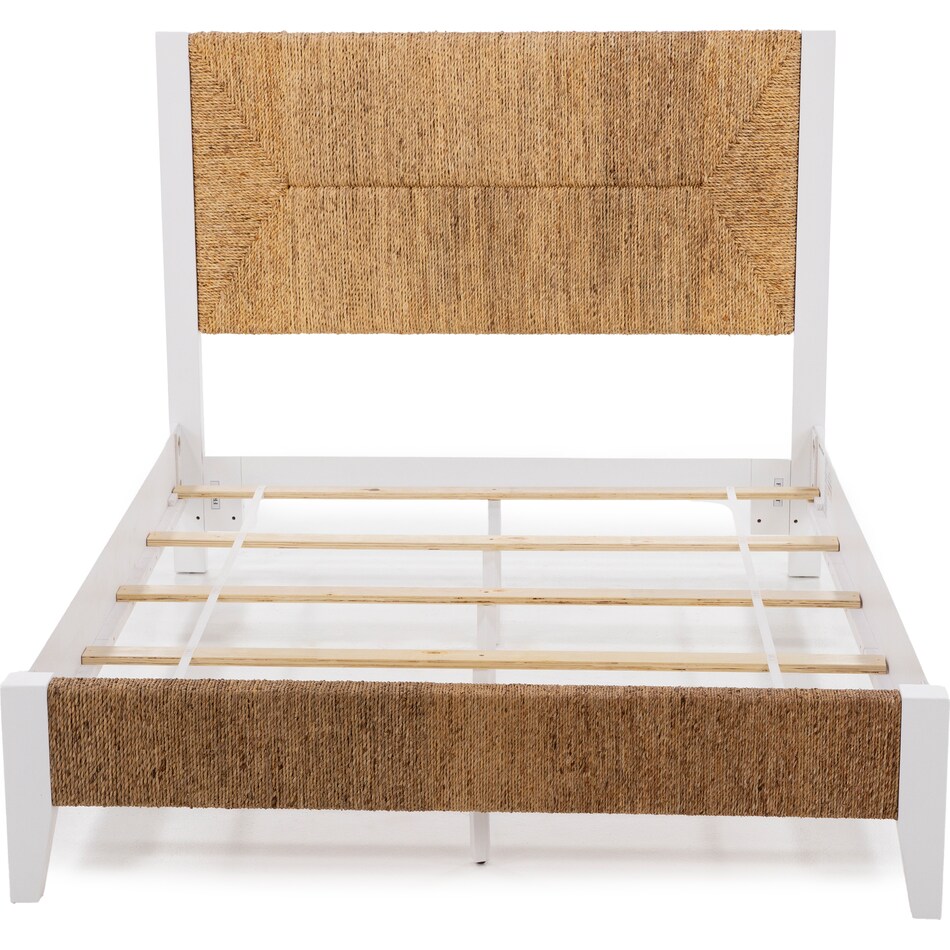 rivr natural & white   water hyacinth queen bed package wqp  