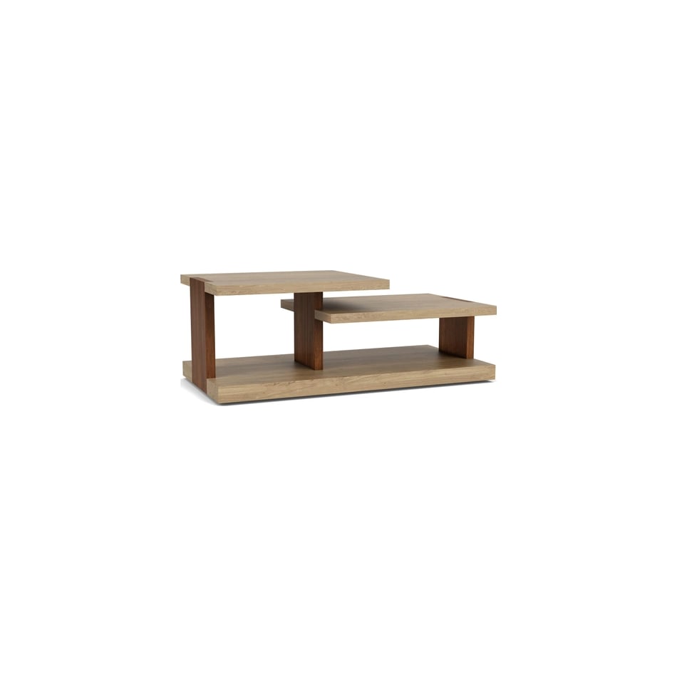 rivr pale oak & rich walnut cocktail table trt  