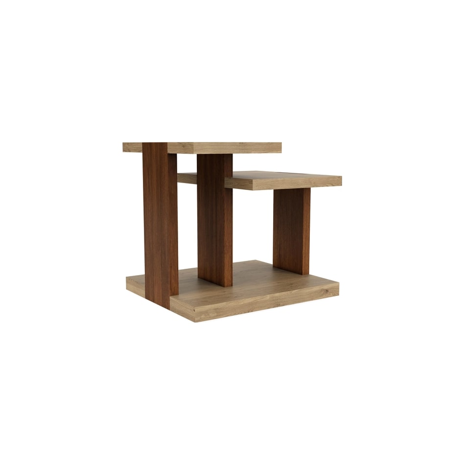 rivr pale oak & rich walnut end table trt  