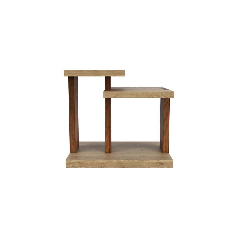rivr pale oak & rich walnut end table trt  