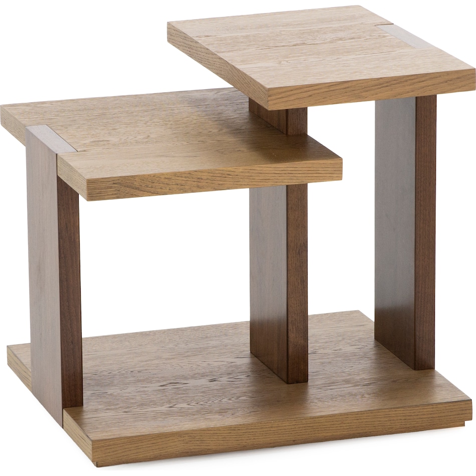 rivr pale oak & rich walnut end table trt  