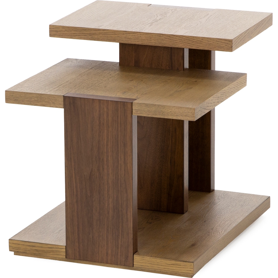 rivr pale oak & rich walnut end table trt  