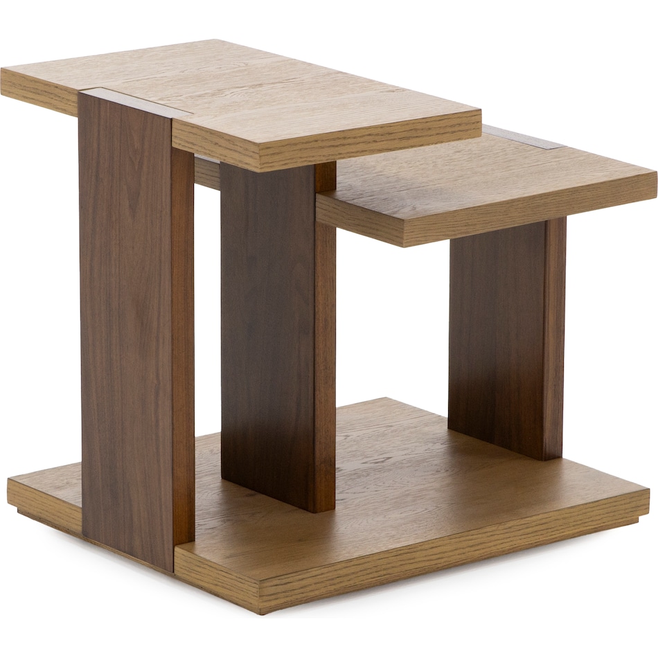 rivr pale oak & rich walnut end table trt  