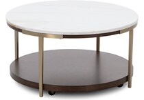 rivr smoked cherry white stone top cocktail table eme  