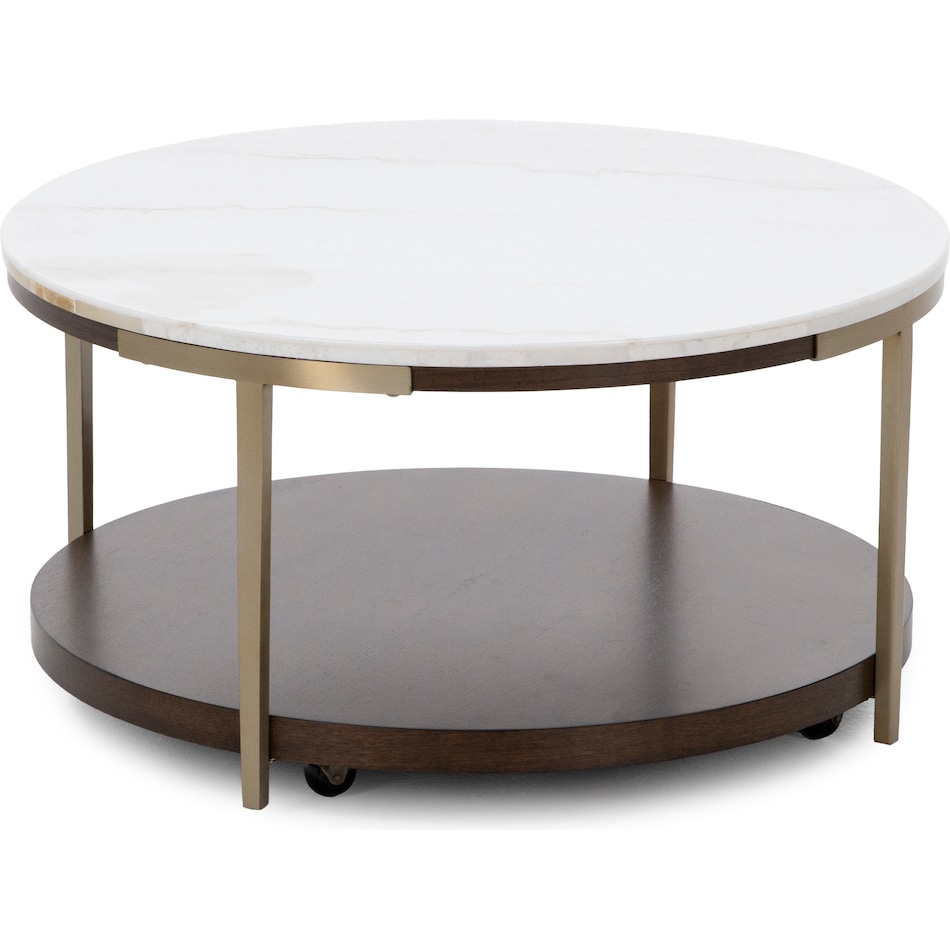 rivr smoked cherry white stone top cocktail table eme  
