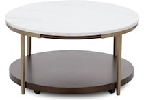 rivr smoked cherry white stone top cocktail table eme  