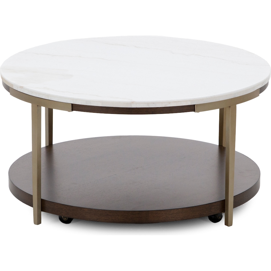 rivr smoked cherry white stone top cocktail table eme  
