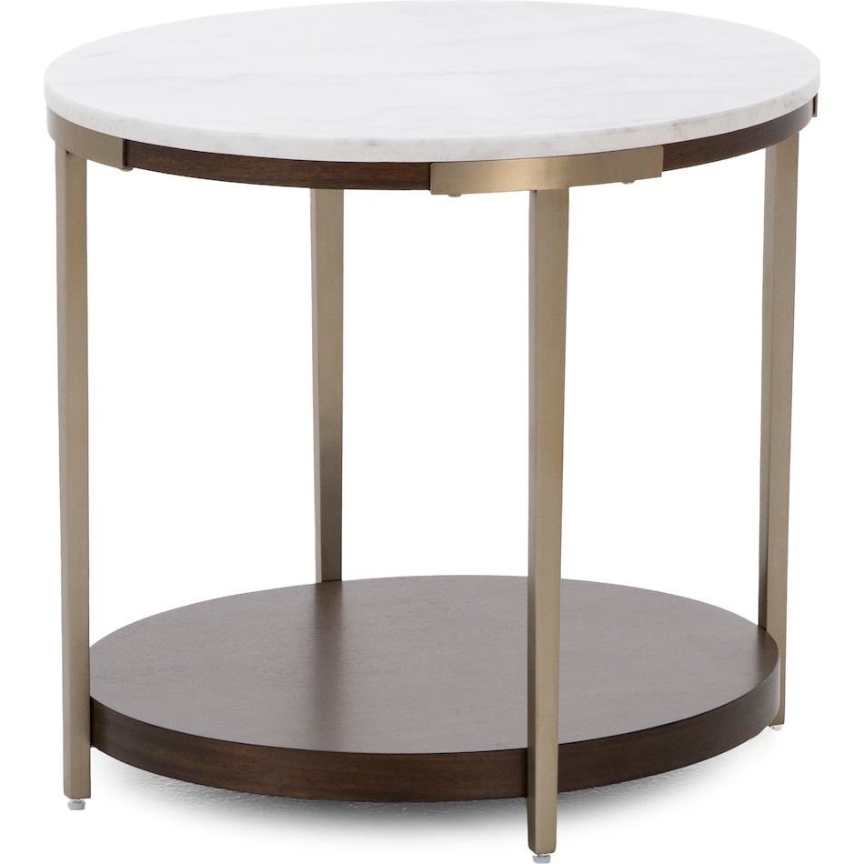 rivr smoked cherry white stone top end table eme  