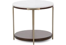 rivr smoked cherry white stone top end table eme  