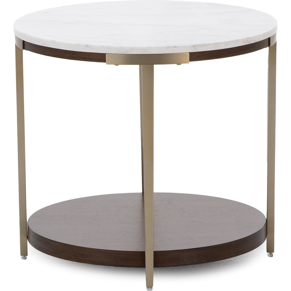 rivr smoked cherry white stone top end table eme  