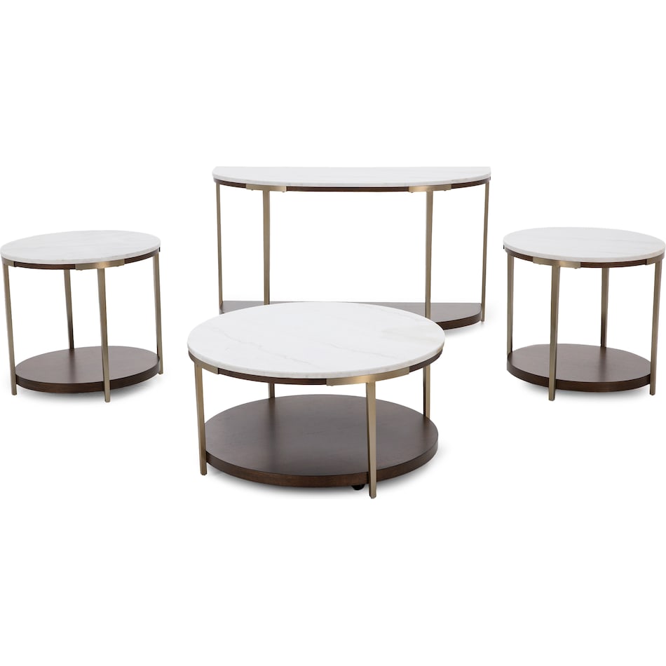 rivr smoked cherry white stone top end table eme  