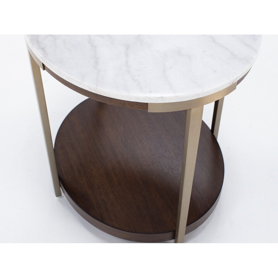 rivr smoked cherry white stone top end table eme  