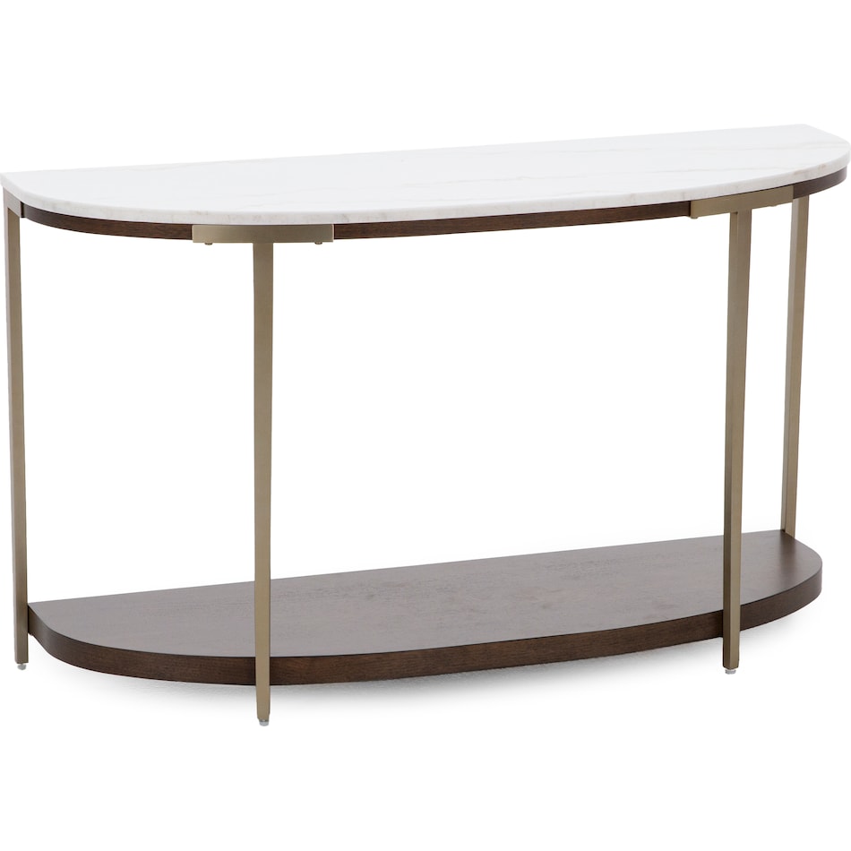 rivr smoked cherry white stone top sofa table eme  