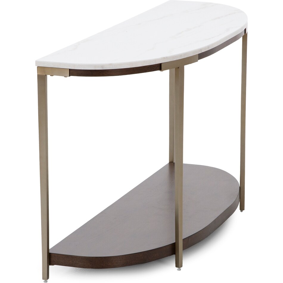 rivr smoked cherry white stone top sofa table eme  