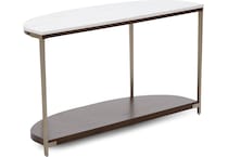 rivr smoked cherry white stone top sofa table eme  
