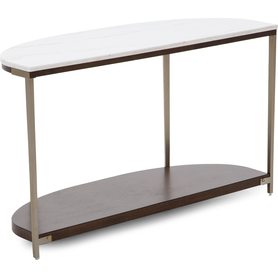 rivr smoked cherry white stone top sofa table eme  